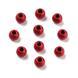 Spray Painted 202 Stainless Steel Beads, Round, FireBrick, 4x3mm, Hole: 1.5mm(STAS-G340-01A)