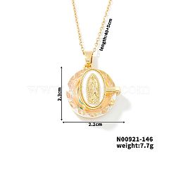 Luxury Fashionable American and European Style Brass Glass Virgin Mary Pendant Necklaces for Women, Moccasin, 15.75 inch(400mm)(DB7560-1)