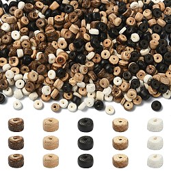 5 Strands 5 Styles Coconut Beads Strands, Flat Round, Mixed Color, 5~5.5x1.5~5mm, Hole: 0.8~1mm, 1strand/style(COCB-YW0001-02)