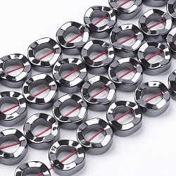 Non-Magnetic Synthetic Hematite Beads Strands, Grade A, Twist Donut, Black, 12x4mm, Hole: 1mm(X-G-Q895-9)