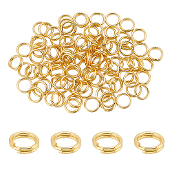 2 Bags Brass Split Rings, Double Loops Jump Rings, Real 18K Gold Plated, 6x1.5mm, Hole: 4.5mm, Single Wire: 0.75mm, about 50pcs/bag(FIND-BC0005-12B)