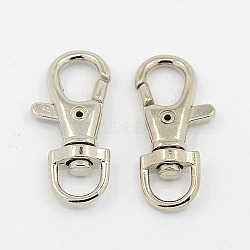 Alloy Swivel Lobster Claw Clasps, Swivel Snap Hook, Fine Jewelry Findings, Cadmium Free & Lead Free, Platinum Color, Size: about  39mm long, 17mm wide, 7mm thick, hole: 6mm wide, 9mm long(E547Y)