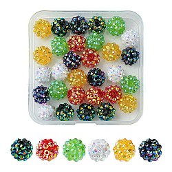 30Pcs 6 Colors Resin Rhinestone Beads, with Acrylic Round Beads Inside, for Bubblegum Jewelry, Mixed Color, 12x10mm, Hole: 2~2.5mm, 5pcs/color(RESI-FS0001-64)