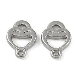 CCB Plastic Connector Charms, Smiling Face Heart Links, Platinum, 16x12x3mm, Hole: 1.2~1.6mm(CCB-G020-24A-P)