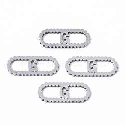 201 Stainless Steel Links Connectors, Laser Cut, Oval with Letter, Stainless Steel Color, Letter.G, 15x6x1mm, Hole: 4x5~7mm(STAS-N091-41G)