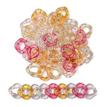 Transparent Acrylic Linking Rings, AB Color Plated, Quick Link Connectors, For Jewelry Curb Chains Making, Twist, Mixed Color, 31.5x29.5x7mm, Inner Diameter: 11x17mm