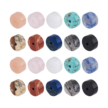 300Pcs 10 Style Natural Gemstone Beads, Heishi Beads, Flat Round/Disc, 6x3~3.5mm, Hole: 0.8~1mm, 30pcs/style