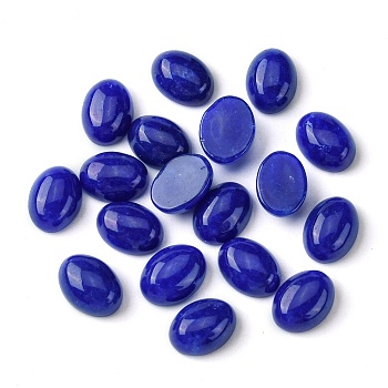 Natural White Jade Cabochons, Oval, Dyed, Blue, 8~8.5x6~6.5x2.5~3.5mm