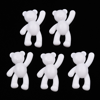 Opaque Acrylic Pendants, Bear, Creamy White, 37x28x13mm, Hole: 2.5mm