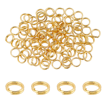 2 Bags Brass Split Rings, Double Loops Jump Rings, Real 18K Gold Plated, 6x1.5mm, Hole: 4.5mm, Single Wire: 0.75mm, about 50pcs/bag