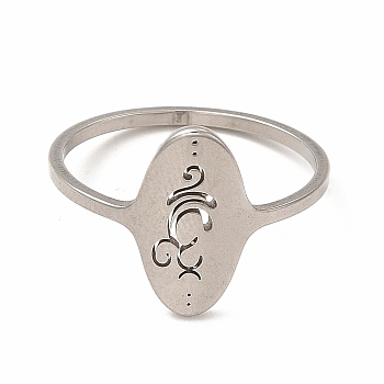 304 Stainless Steel Yoga Theme Finger Ring for Women, Stainless Steel Color, Inner Diameter: 18mm