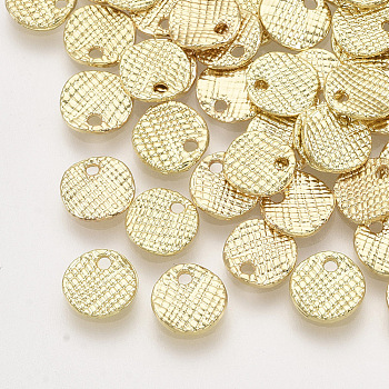Alloy Charms, Flat Round, Light Gold, 7x1.5mm, Hole: 1mm