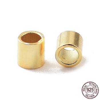 925 Sterling Silver Spacer Tube Beads, Column, Golden, 2x2mm, Hole: 1.5mm, about 357pcs(10g)/bag+