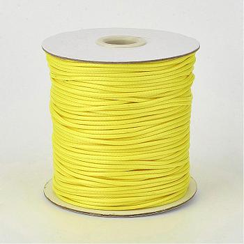 Eco-Friendly Korean Waxed Polyester Cord, Yellow, 2mm, about 90yards/roll(80m/roll)