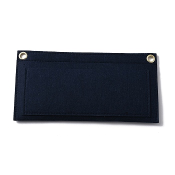 Wool Felt Purse Organizer Insert, with Iron Grommets, Mini Handbag Shaper Premium Felt, Bag Accessories, Rectangle, Black, 25x12.5x0.7cm, Hole: 10mm