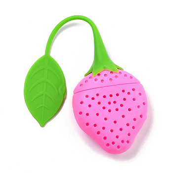 Silicone Tea Infuser, Strawberry Creative Fruit Tea Strainer, for Tea Lovers, Pearl Pink, 190x49x20mm, Inner Diameter: 17x39mm