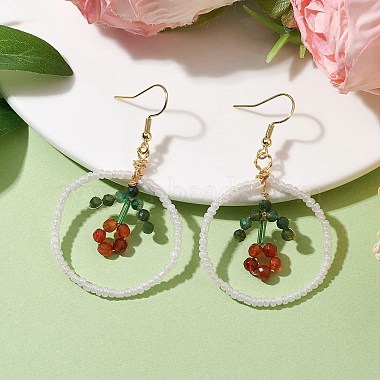 Boucles d'oreilles pendantes en perles de rocaille en verre fleur(EJEW-MZ00148-02)-2