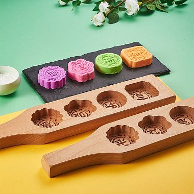 Flat Round & Square & Flower Wooden Press Mooncake Molds(BAKE-SZ0001-03)-3