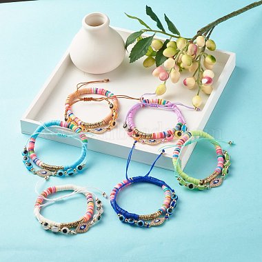 Handmade Polymer Clay Heishi Beads Stretch Bracelets Set(BJEW-JB07364)-3