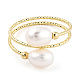 Natural Pearl Beaded Wrapped Cuff Ring(RJEW-T026-04G)-4