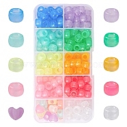 200Pcs 10 Colors Transparent & Luminous Plastic Beads, Frosted, Glow in the Dark, Barrel, Mixed Color, 9x6mm, Hole: 3.8mm, 20pcs/color(KY-YW0001-50)