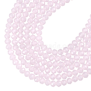 ARRICRAFT Glass Beads Strands, Imitation Jade Glass Beads, Faceted, Rondelle, Pink, 4mm, Hole: 1mm, about 107pcs/strand, 16.8 inch, 6strand/box(GLAA-AR0001-06)