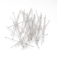 304 Stainless Steel Flat Head Pins, Stainless Steel Color, 30x0.7mm, 21 Gauge, Head: 1.2~1.5mm, about 110pcs/10g(X-STAS-Q218-01B)