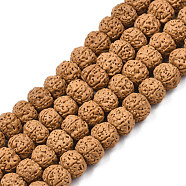 Undyed Natural Rudraksha Beads, Lead Free, Round, Camel, 9~10x7~8mm, Hole: 1mm, about 122pcs/strand, 17.72 inch(45cm)(WOOD-Q047-01A-01)