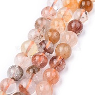 Natural Hematoid Quartz/Ferruginous Quartz Beads Strands, Fire Quartz, Round, 8~8.5mm, Hole: 0.7mm, about 49pcs/strand, 15.75 inch(40cm)(G-F673-03-8mm)