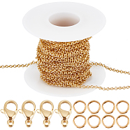 Beebeecraft DIY Chain Bracelet Necklace Making Kit, Including Brass Rolo Chains & Jump Rings, 304 Stainless Steel Lobster Claw Clasps, Real 18K Gold Plated, Chain: 5M/set(CHC-BBC0001-04)