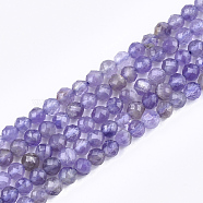 Natural Amethyst Beads Strands, Faceted, Round, 4mm, Hole: 0.8mm, about 102pcs/strand, 15.3 inch(G-T108-35)