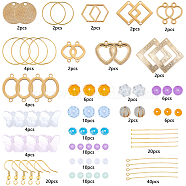 SUNNYCLUE DIY Geometry Earring Making Kits, include Glass Beads, Brass Earring Hooks & Pendant & Link Round,  Alloy & Stainless Steel Links connectors, White Jade Round Beads, Golden, 184pcs/box(DIY-SC0012-15)