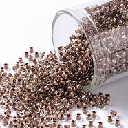 TOHO Round Seed Beads, Japanese Seed Beads, (1071) Dusty Mauve Lined Crystal Luster, 11/0, 2.2mm, Hole: 0.8mm, about 5555pcs/50g(SEED-XTR11-1071)