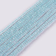 Glass Beads Strands, Faceted, Round, Light Blue, 2x2mm, Hole: 0.4mm, about 193~197pcs/strand, 14.17 inch~15.51 inch(36~39.4cm)(EGLA-E057-02A-02)