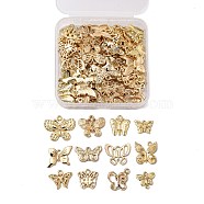 PandaHall Elite 72Pcs 12 Style Alloy Pendants and Links, Filigree Joiners Findings, Butterfly, Light Gold, 15x18x2mm, Hole: 1.8mm, 6pcs/style(FIND-PH0004-13)