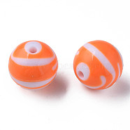 Opaque Striped Acrylic Beads, Round, Coral, 24mm, Hole: 4mm hole: 4mm, about 55pcs/500g.(MACR-S373-27C-04)
