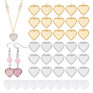 DIY Blank Heart Pendant Making Kit, Including 304 Stainless Steel Pendant Cabochon Settings, Glass Cabochons, Golden & Stainless Steel Color, 80Pcs/box(DIY-UN0005-12)