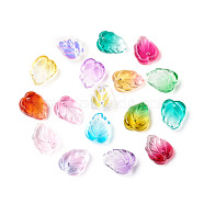 Two-Tone Transparent Glass Charms, Leaf, Mixed Color, 13.5x10.5x3.5mm, Hole: 1.2mm(X-GLAA-H016-15)