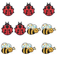 10Pcs 2 Style Ladybug & Bees Iron on Cloth Patches, Polyester Sew on Embroidery Appliques, Sewing Craft Decoration, Mixed Color, 47.5~59x51~62x1.3~1.5mm, 5pcs/style(PATC-CA0001-11)