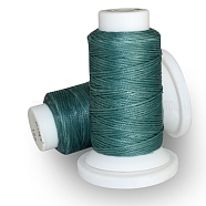 Flat Waxed Polyester Cord, for Leather Sewing Stitching, Teal, 0.8mm, about 54.68 yards(50m)/roll(OCOR-E021-A16)