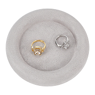 Velvet Jewelry Display Trays, for Rings, Necklaces, Earrings, Bracelets Storage, Flat Round, Dark Gray, 12.1x1.8cm, Inner Diameter: 8.2cm(AJEW-WH0326-82B)