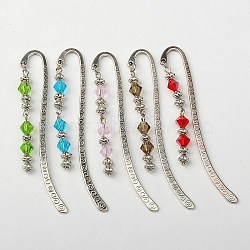 Tibetan Style Bookmarks/Hairpins, with Glass Beads, Mixed Color, 84mm(AJEW-JK00057)