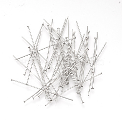 304 Stainless Steel Flat Head Pins, Stainless Steel Color, 30x0.7mm, 21 Gauge, Head: 1.2~1.5mm, about 110pcs/10g(X-STAS-Q218-01B)