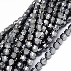 Natural Terahertz Stone Beads Strands, Faceted, Bicone, Double Terminated Point Prism Beads, 5~6x6mm, Hole: 0.7mm, about 67pcs/strand, 15.35 inch(39cm)(G-O201C-03)