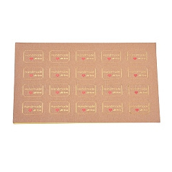 Valentine's Day Sealing Stickers, Label Paster Picture Stickers, for Gift Packaging, Rectangle with Word Handmade with Love, Peru, 20x30mm(DIY-I018-06C)