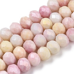 Faceted Electroplated Glass Beads Strands, AB Color Plated, Abacus, Pink, 6x5mm, Hole: 1.2mm, about 88~89pcs/strand, 17.05 inch~17.32 inch(43.3~44cm)(GLAA-C023-02-A01)