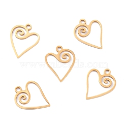 Ion Plating(IP) 201 Stainless Steel Pendants, Heart, Golden, 17x13.5x1mm, Hole: 1.6mm(STAS-K003-08G)