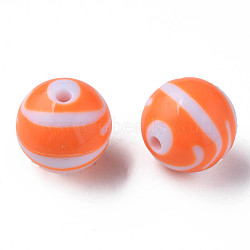 Opaque Striped Acrylic Beads, Round, Coral, 24mm, Hole: 4mm hole: 4mm, about 55pcs/500g.(MACR-S373-27C-04)