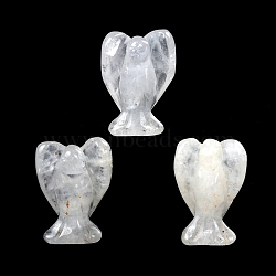 Natural Quartz Crystal Carved Healing Angel Figurines, Reiki Energy Stone Display Decorations, 28x18mm(PW-WG73241-10)