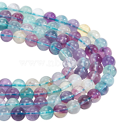 2 Strands Natural Fluorite Beads Strands, Round, 6.5mm, Hole: 0.7mm, about 62pcs/strand, 15.35''(39cm)(G-NB0004-68)